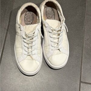 Hey Dude Cream and White Lace-Up Sneakers